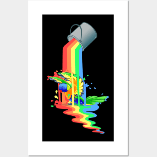 Rainbow (Paint) Lorikeet - [Black] Posters and Art